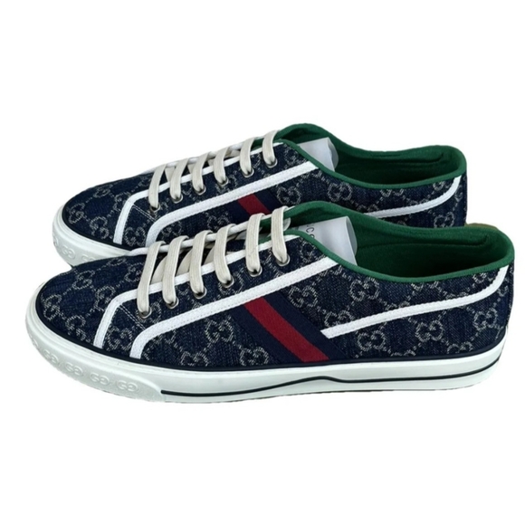 $790 GUCCI TENNIS 1977 DENIM GG PRINT GUCCI UK 10 US 11 EU 44 BNIB - Picture 1 of 7